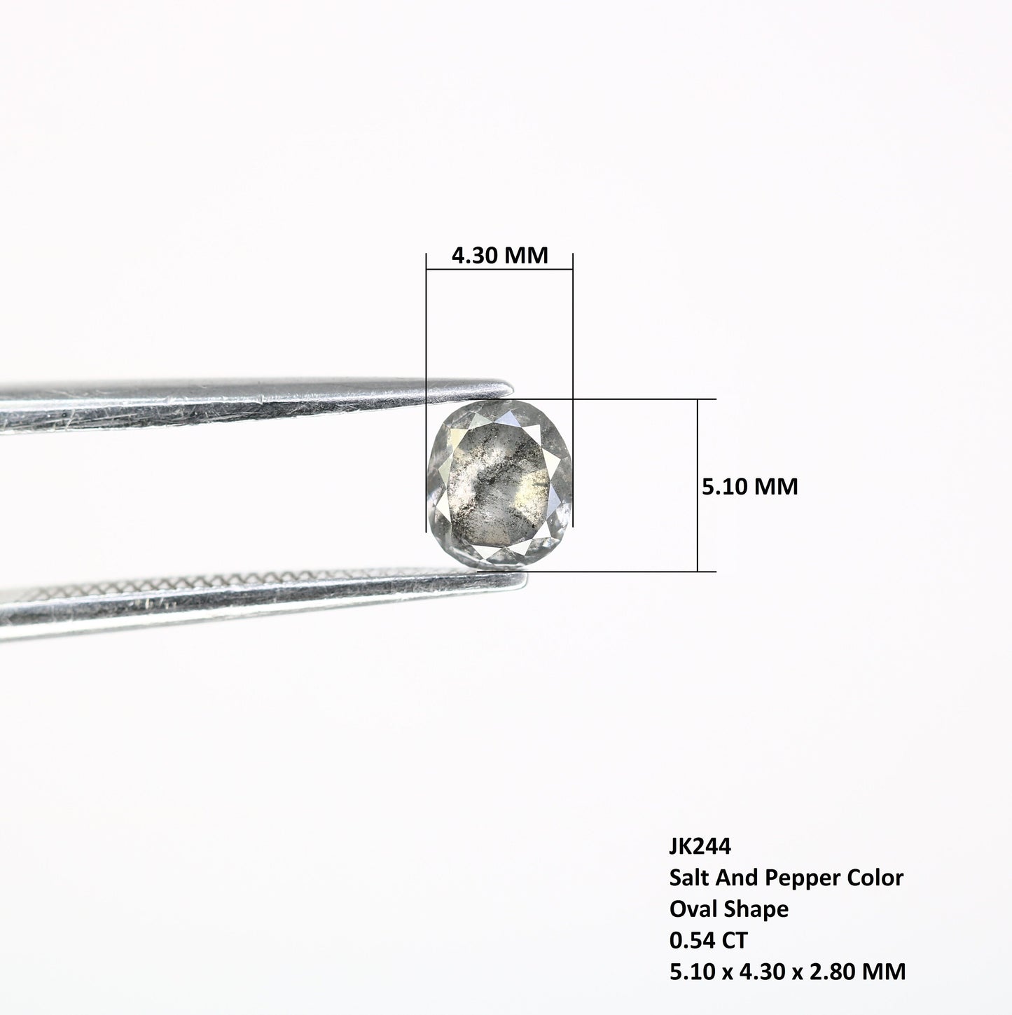 0.54 CT Oval Salt and Pepper Diamond - Rustic Loose Diamond for Unique Engagement Rings, Raw Diamond for Custom Jewelry & Special Gift Ideas