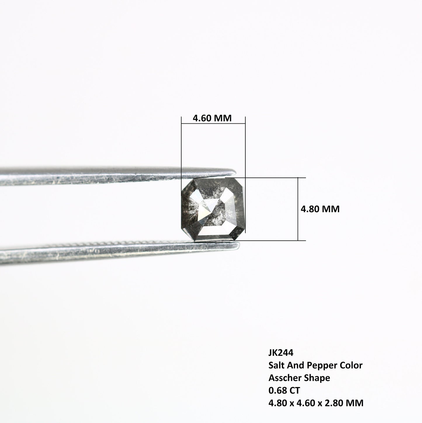 0.68 CT Emerald Cut Loose Salt and Pepper Diamond - Perfect for Wedding Ring - Emerald Shape Diamond for Custom Jewelry Design