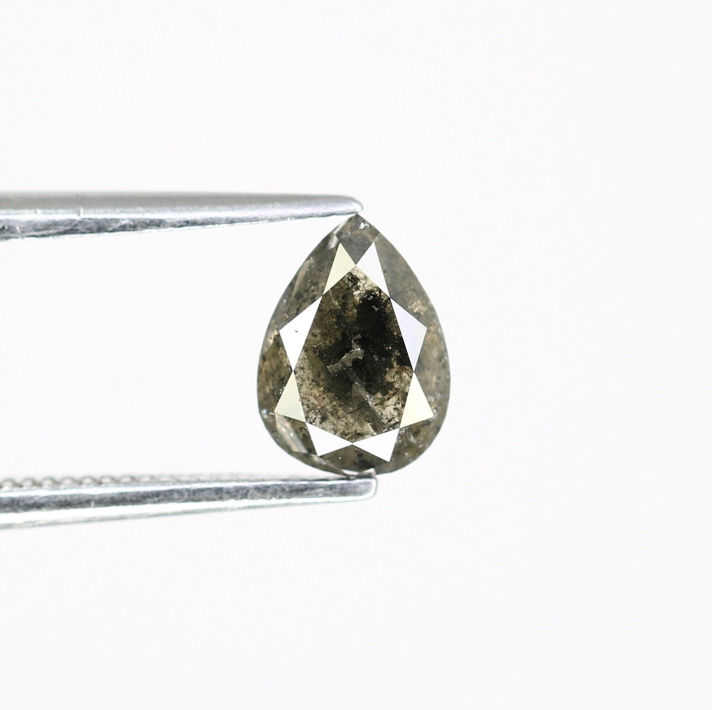 0.96 CT Pear Shape Salt and Pepper Diamond | Custom Proposal Ring | Gift for Girlfriend or Wife | Unique Gold Engagement Ring