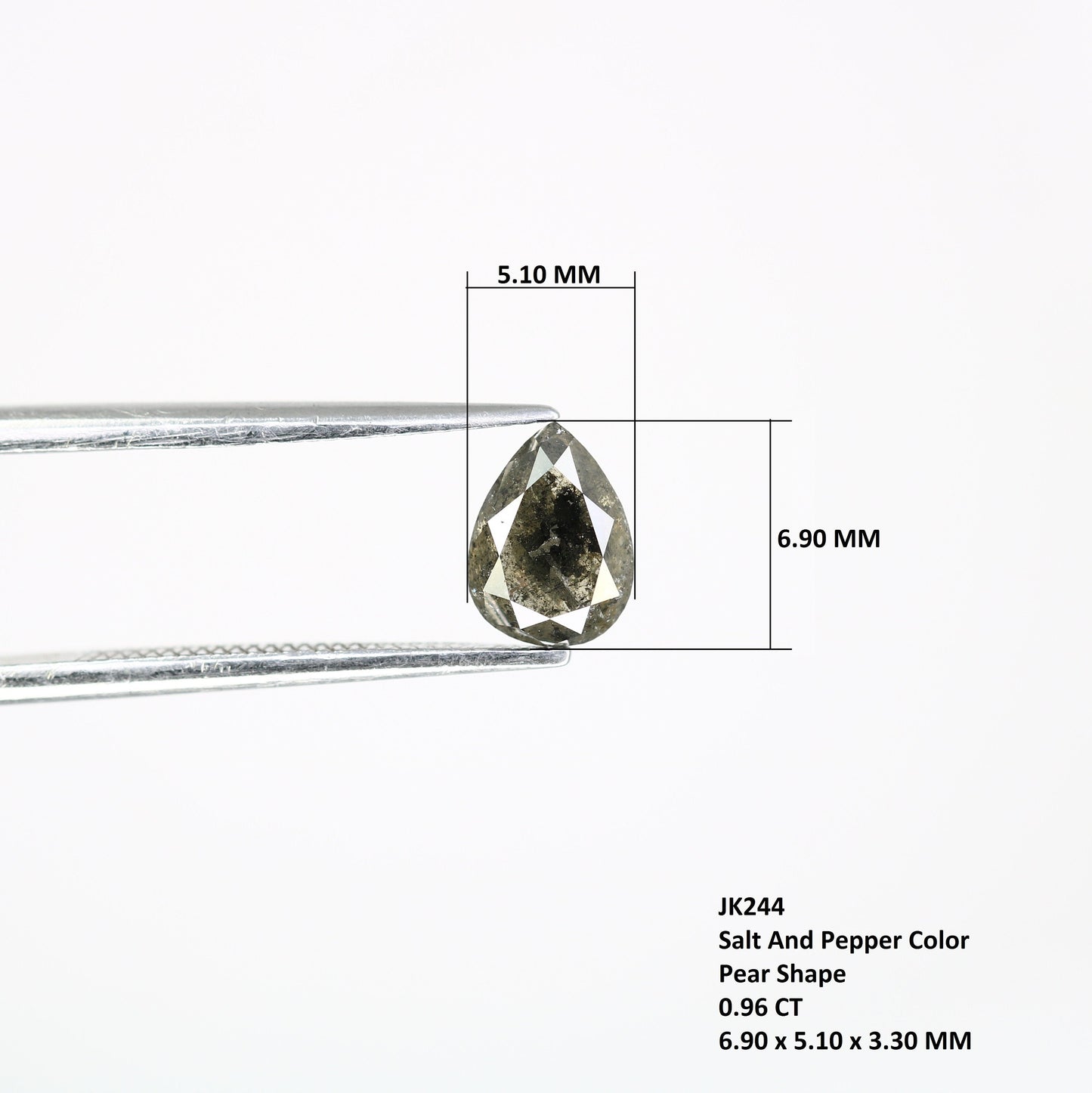 0.96 CT Pear Shape Salt and Pepper Diamond | Custom Proposal Ring | Gift for Girlfriend or Wife | Unique Gold Engagement Ring