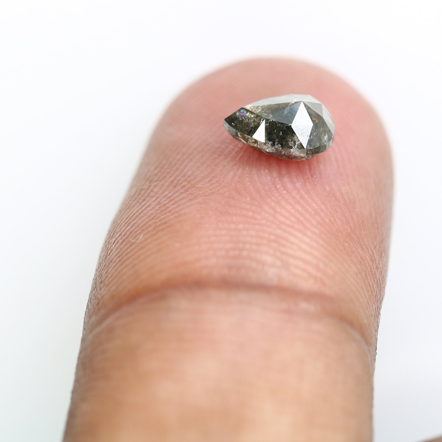 0.96 CT Pear Shape Salt and Pepper Diamond | Custom Proposal Ring | Gift for Girlfriend or Wife | Unique Gold Engagement Ring