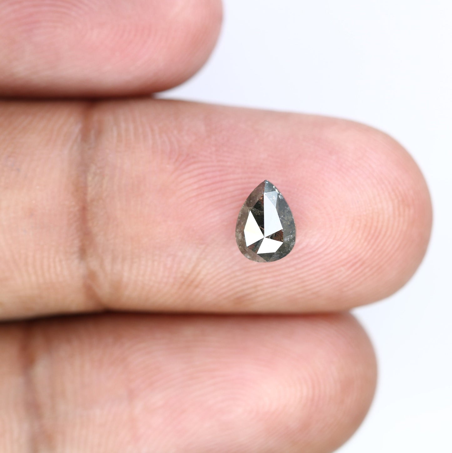 0.96 CT Pear Shape Salt and Pepper Diamond | Custom Proposal Ring | Gift for Girlfriend or Wife | Unique Gold Engagement Ring