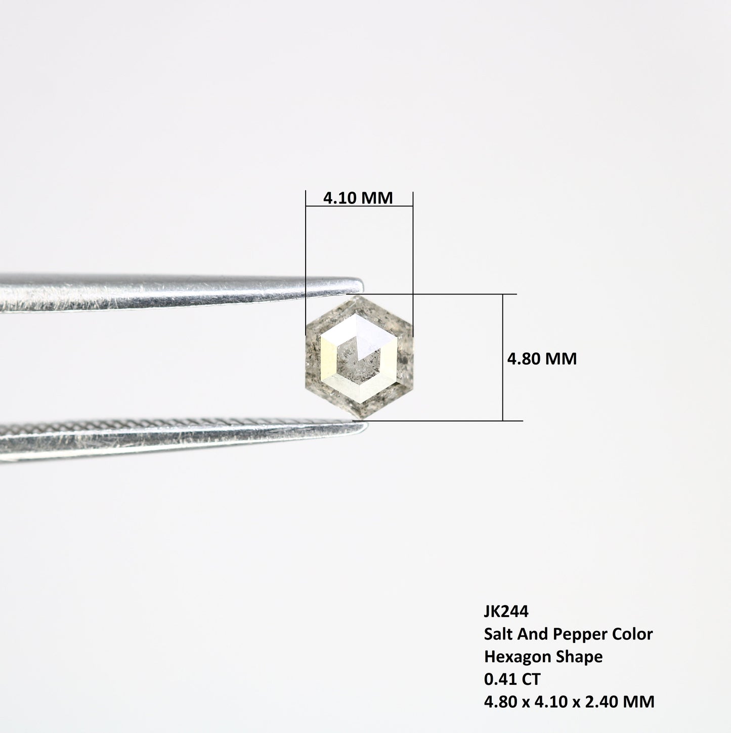 0.41 CT Salt and Pepper Hexagon Cut - Natural Loose Hexagon Shape -Unique Diamond for Ring - Special Gift for Her - Wholesaler of Diamond