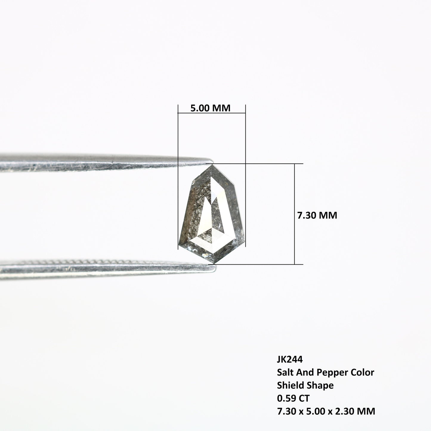0.59 CT Salt and Pepper Unique Loose Diamond, Shield Cut for Handmade Necklace Pendant, Fancy Diamond Engagement Gold Ring For Women