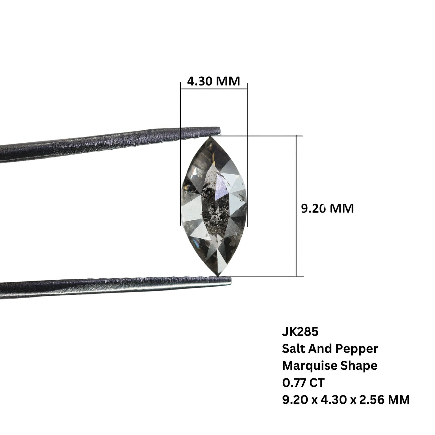 0.77 CT Marquise Shape Salt And Pepper Diamond | Natural Loose Black/Grey Diamonds For Weeding & Earring | For pendant | For Bracelet