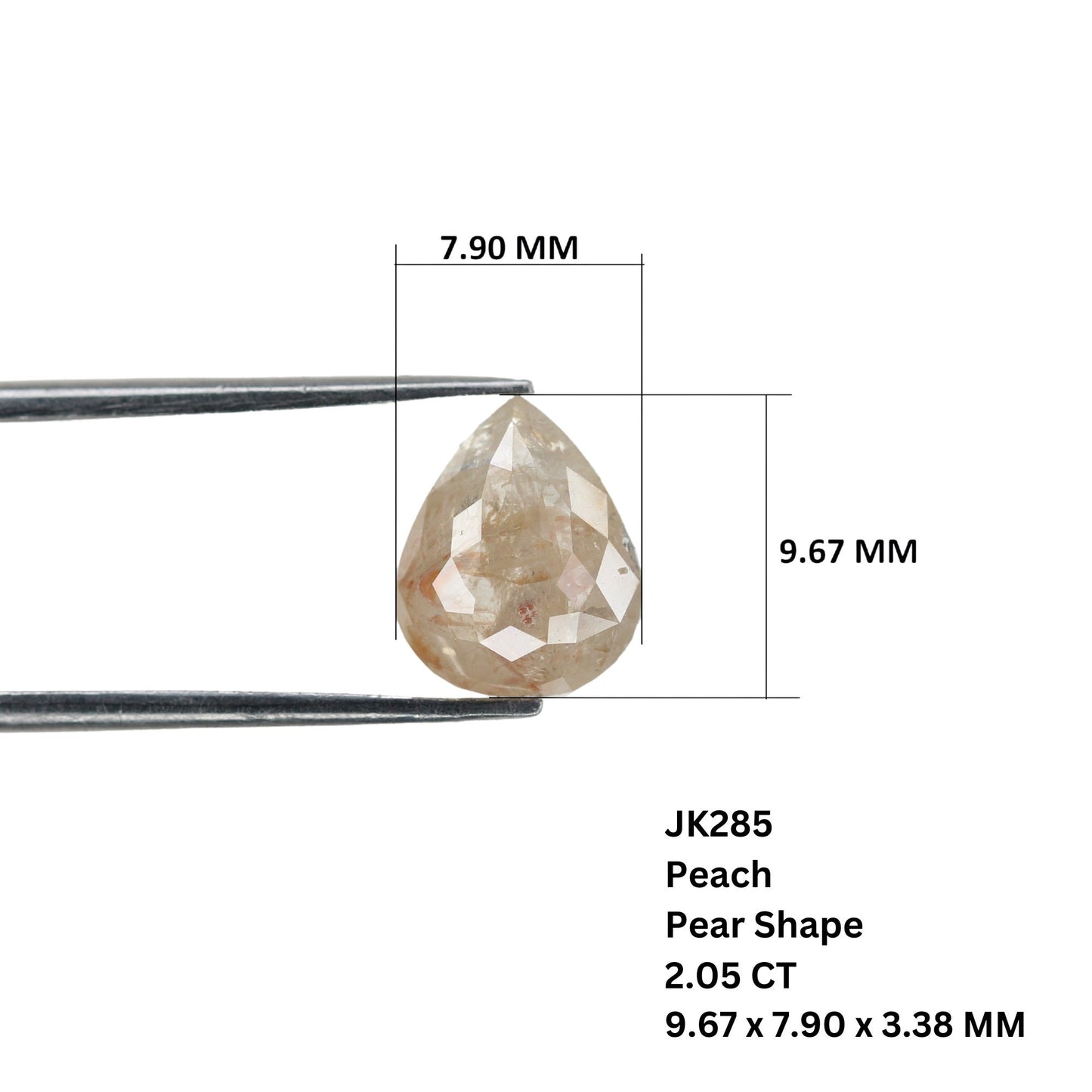 2.05 CT Antique Peach Pear Shape Loose Galaxy Diamond | Statement Jewelry Gem | Custom Ring | Perfect Peach Diamond Gift for Her