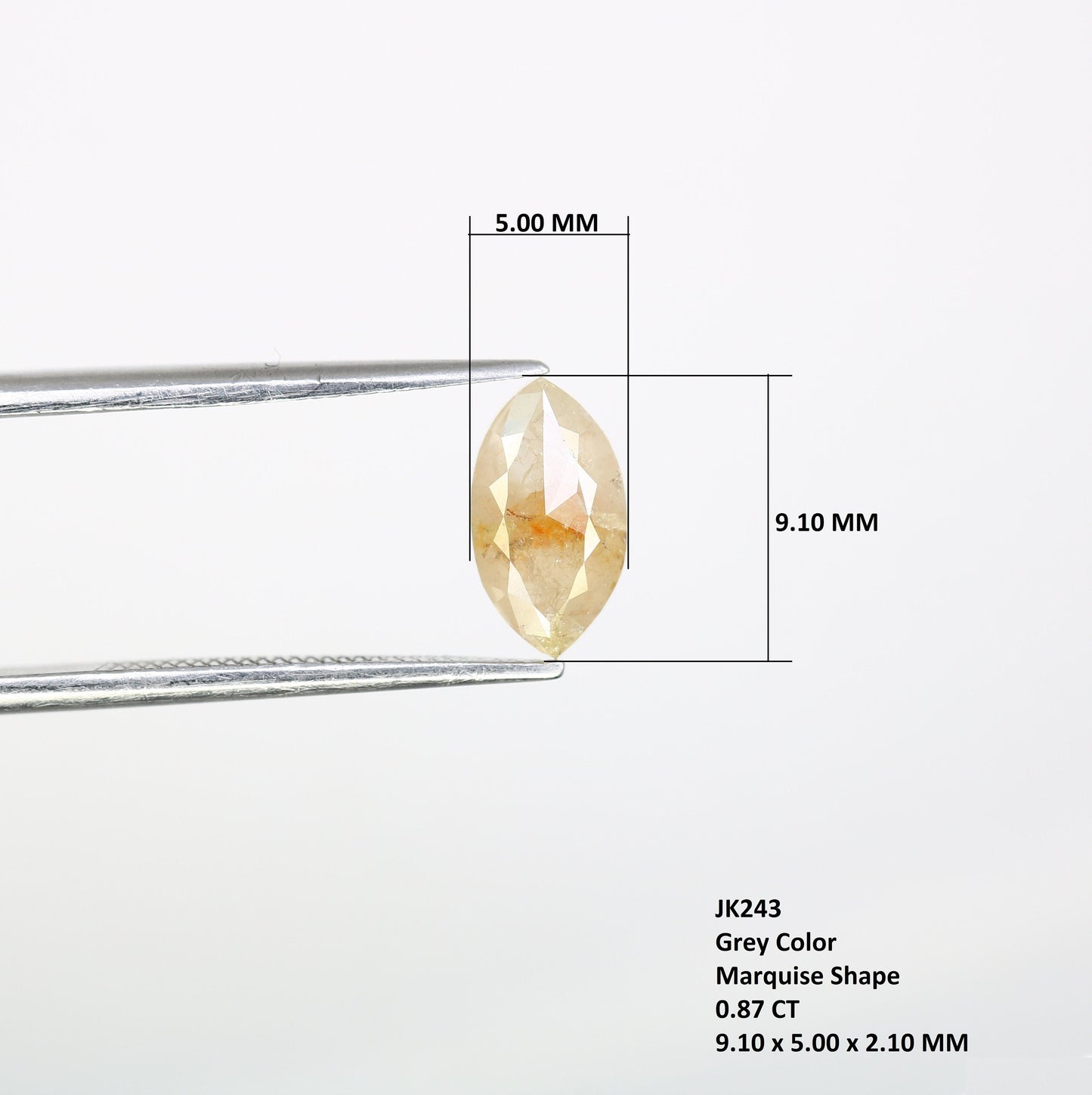 0.87 CT Marquise Shape Salt And Pepper Diamond | Natural Loose Champagne Diamonds For Weeding & Earring | For pendant | For Bracelet