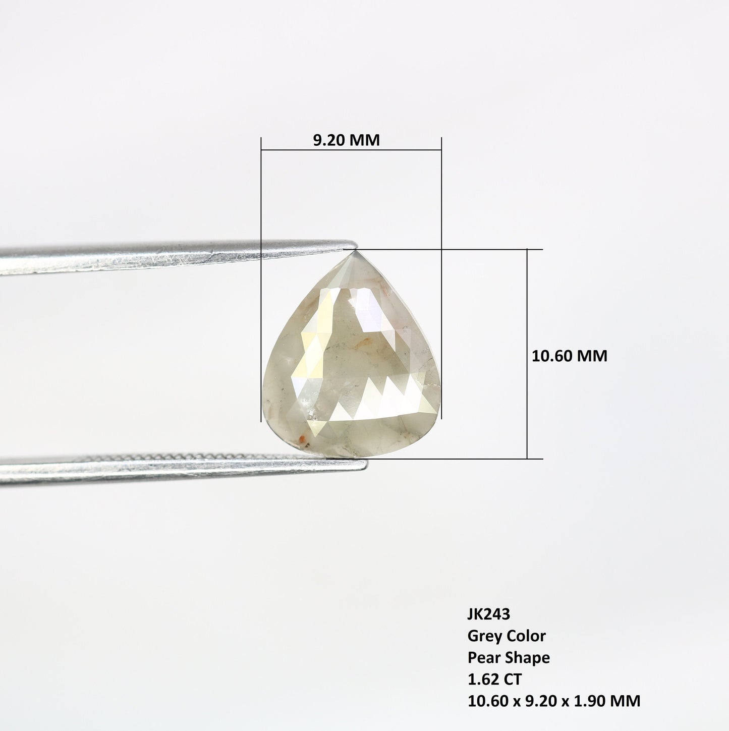 1.62 CT Natural Pear Shape Grey Diamond for Wedding Jewelry | Elegant Engagement Ring | Perfect Gift for Her | Unique Gold Ring Gemstone