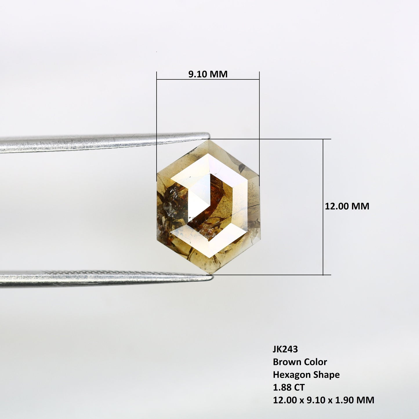 1.88 CT Salt and Pepper Hexagon Cut - Natural Loose Hexagon Shape -Unique Diamond for Ring - Special Gift for Her - Wholesaler of Diamond