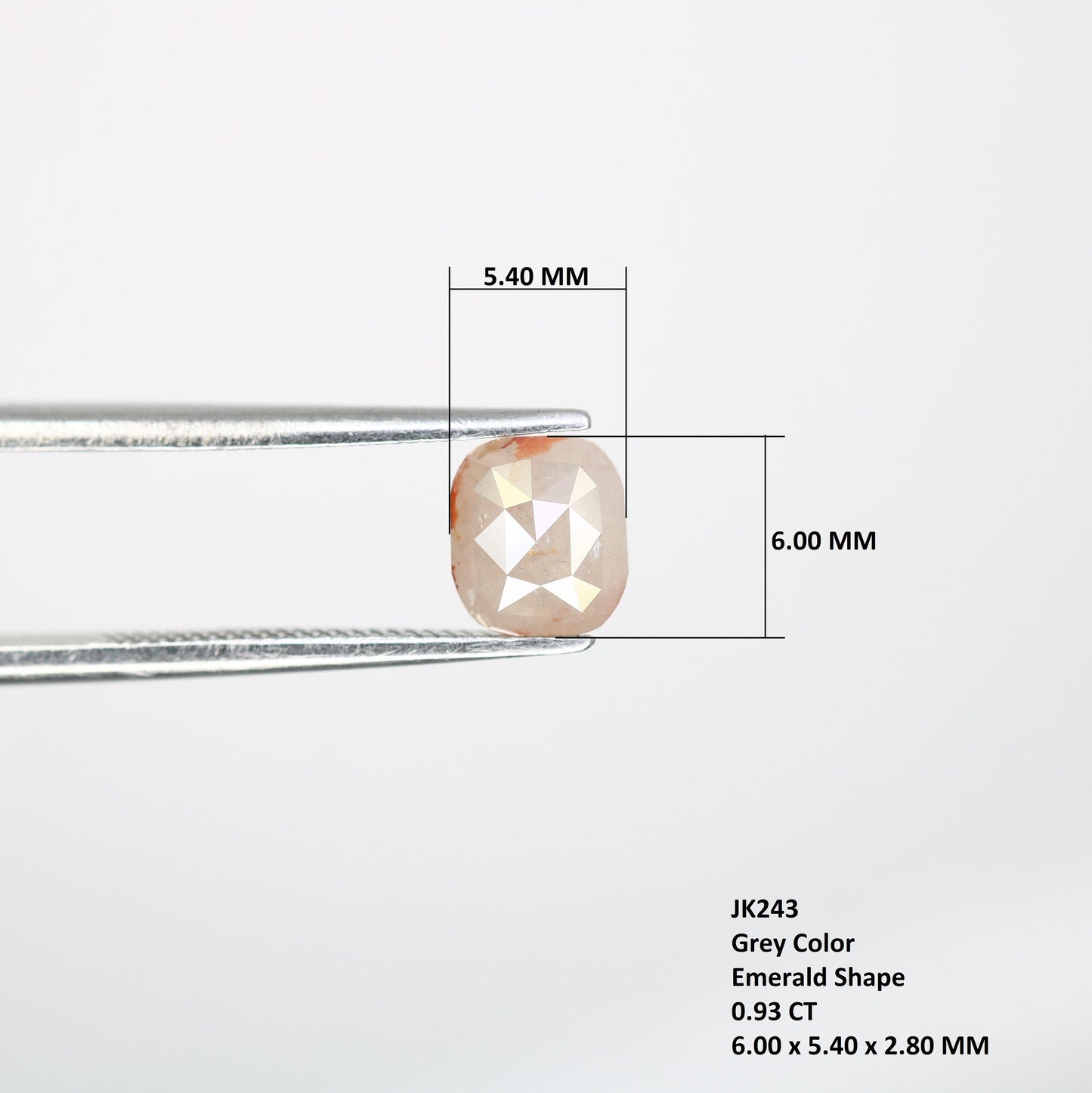 0.93 CT Emerald Cut Loose Salt and Pepper Diamond - Ideal for Wedding Ring - Emerald Shape Diamond for Custom Jewelry Design