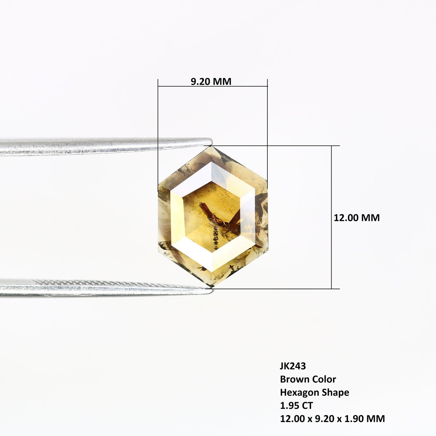 1.95 CT Salt and Pepper Hexagon Cut - Natural Loose Hexagon Shape -Unique Diamond for Ring - Special Gift for Her - Wholesaler of Diamond