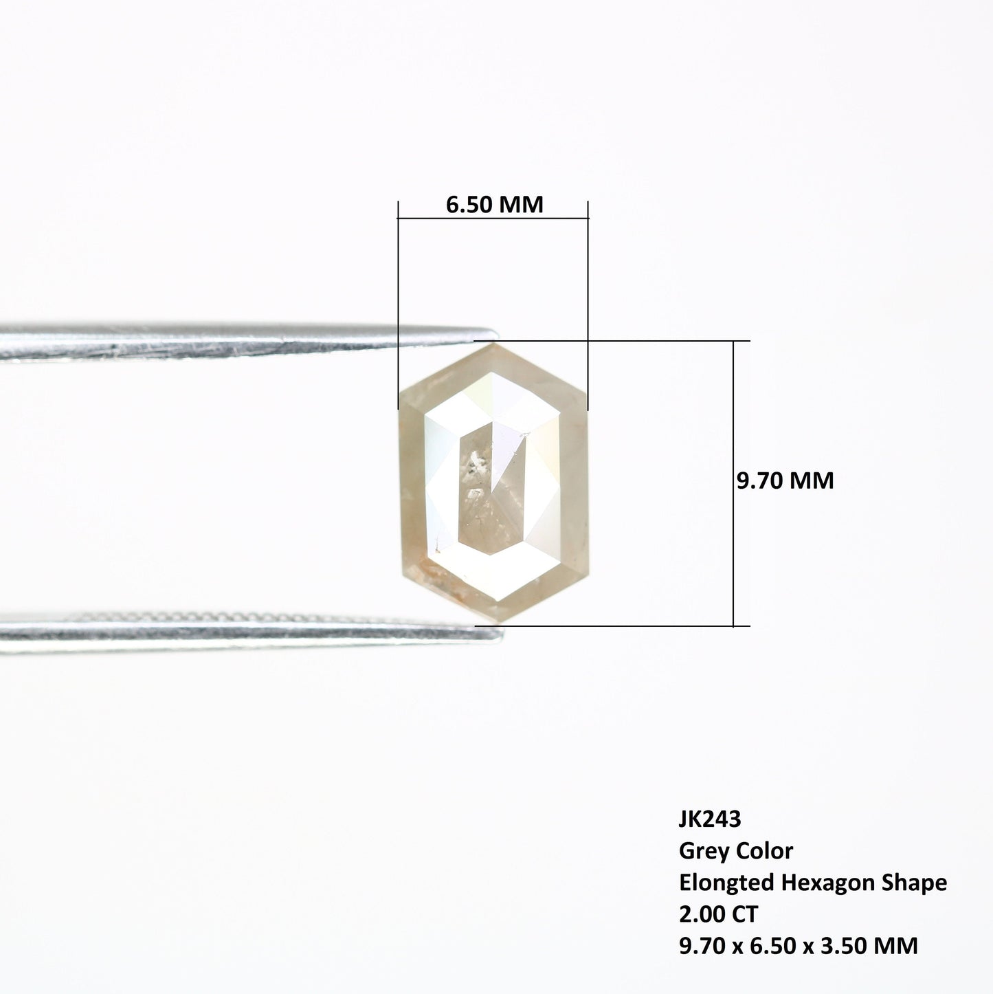 2 CT Salt and Pepper Hexagon Cut - Natural Loose Hexagon Shape -Unique Diamond for Ring - Special Gift for Her - Wholesaler of Diamond