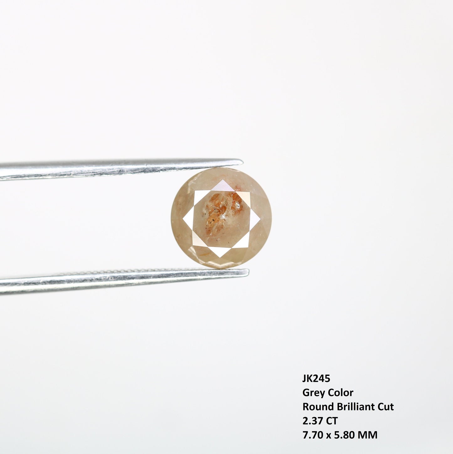 2.37 CT Grey Round Brilliant Cut Diamond | Perfect for Proposal or Engagement Ring | Ideal Gift for Wife or Anniversary |Custom Gold Setting