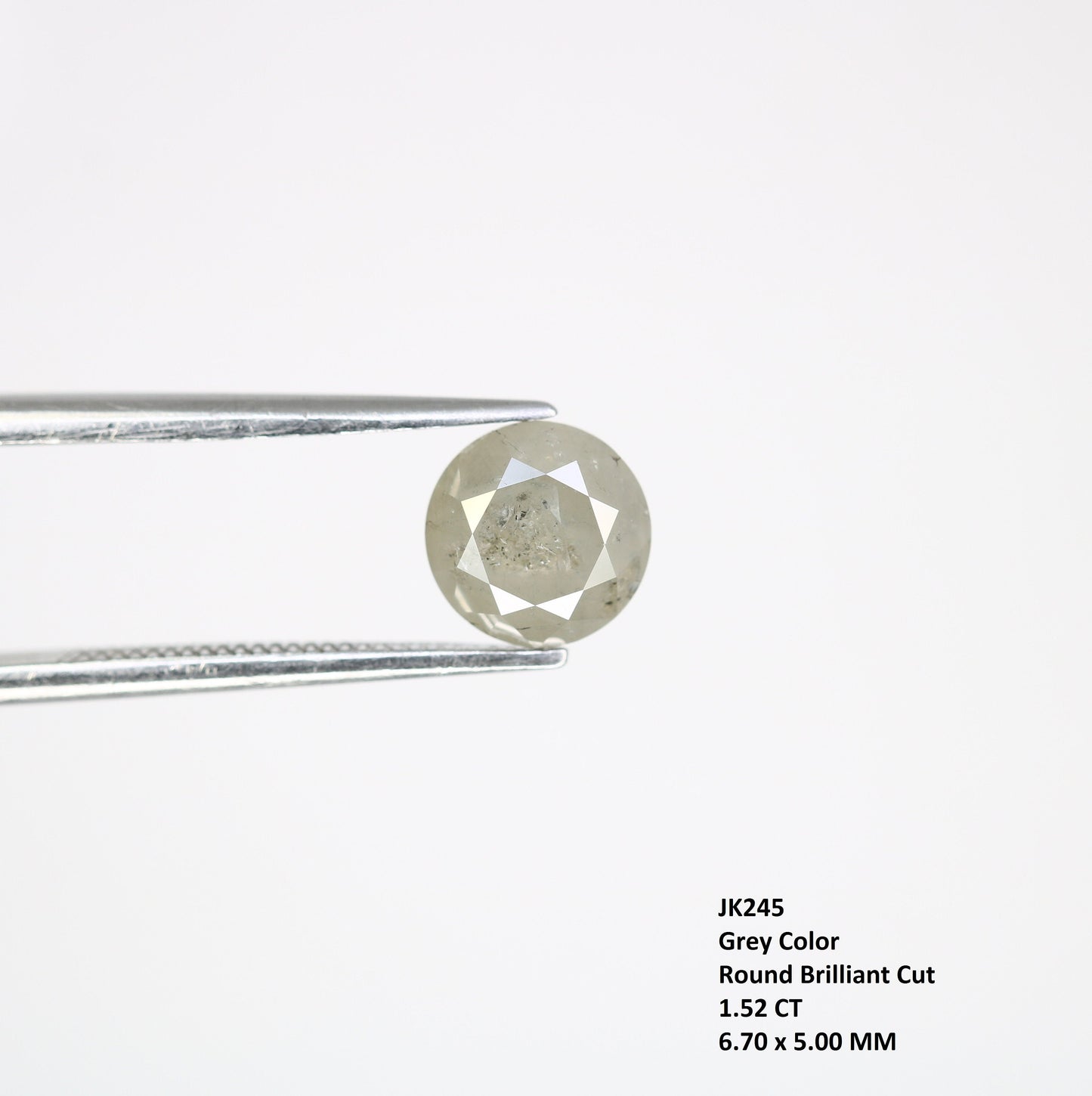 1.52 CT Grey Round Natural Brilliant Cut Diamond | Ideal for Multiple Occasions and Wedding Jewelry | Custom Gold Ring Setting