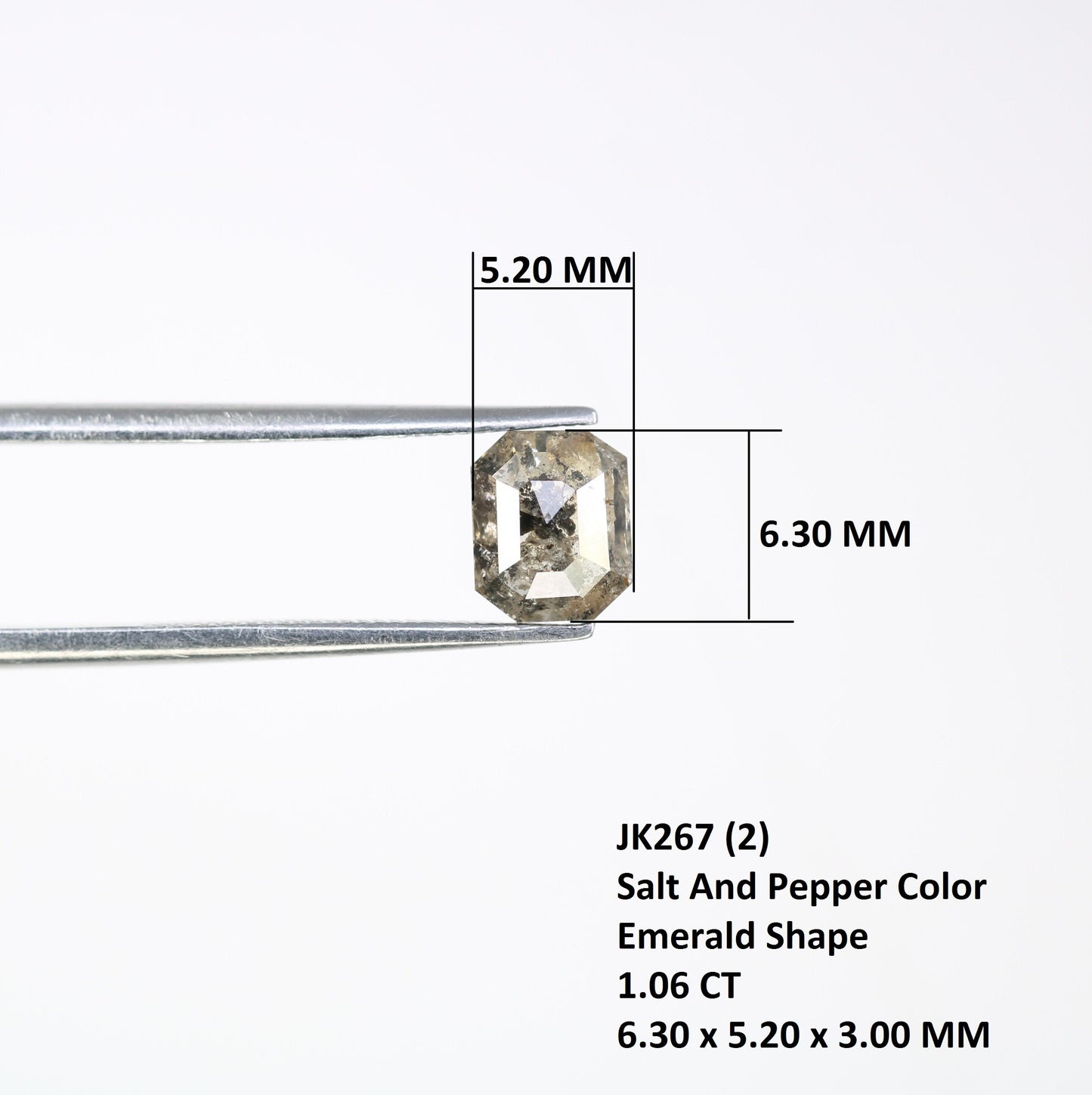 1.06 CT Emerald Cut Loose Diamond - Salt and Pepper Emerald Shape Diamond - Emerald For Wedding Ring - LABORDAY Offer - Customize Jewelry