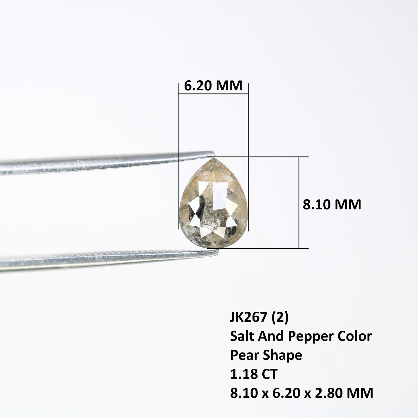 1.18 CT Salt And Pepper Pear Shaped Diamond For Multiple Occassion And Wedding | Gift For HerFor Gold Ring Diamonds