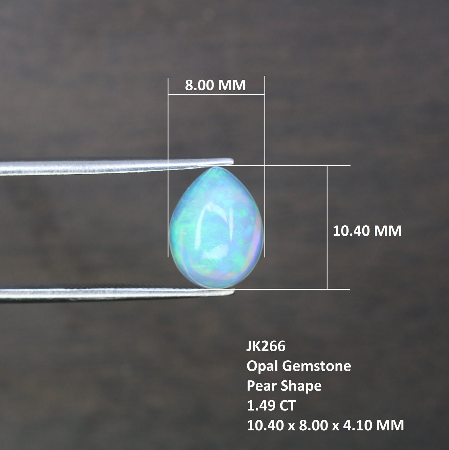 1.49 CT Rainbow Blue Opal Pear Shape Gemstone for Engagement Ring - Stunning Wedding Ring and Gift for Her with Gold Ring and Diamonds
