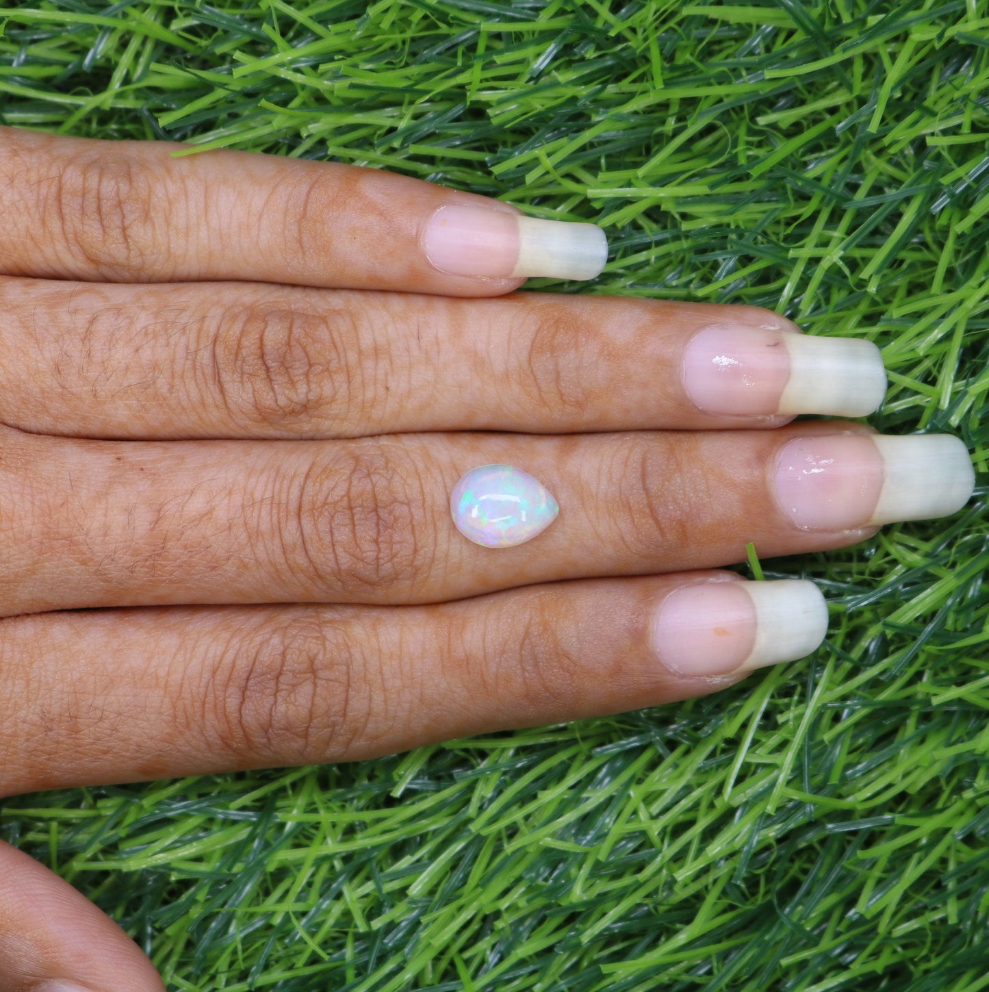 1.49 CT Rainbow Blue Opal Pear Shape Gemstone for Engagement Ring - Stunning Wedding Ring and Gift for Her with Gold Ring and Diamonds