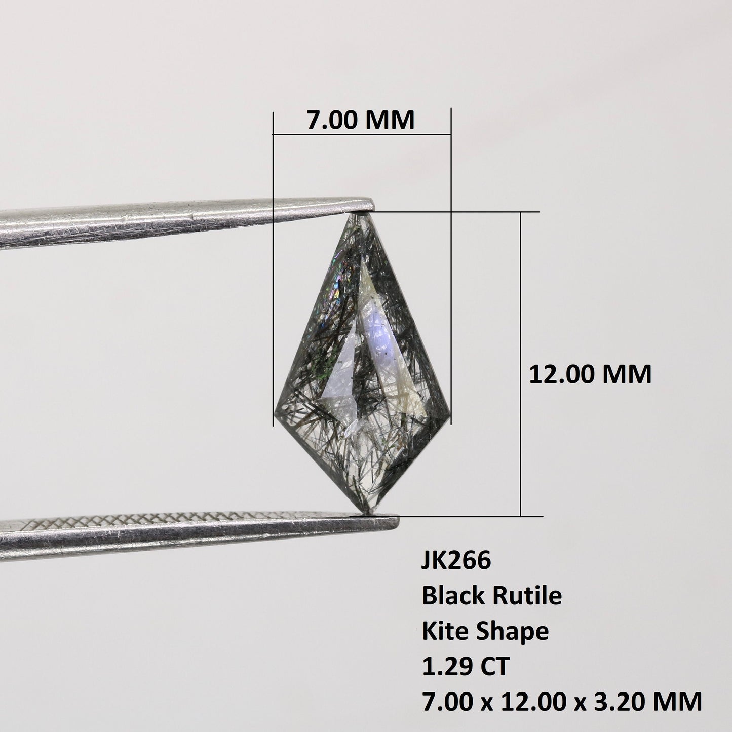 1.29 CT Gorgeous Black Rutile Kite Shaped Gemstone for Wedding Jewelry - Perfect Gift for Her with Gold Ring and Diamonds