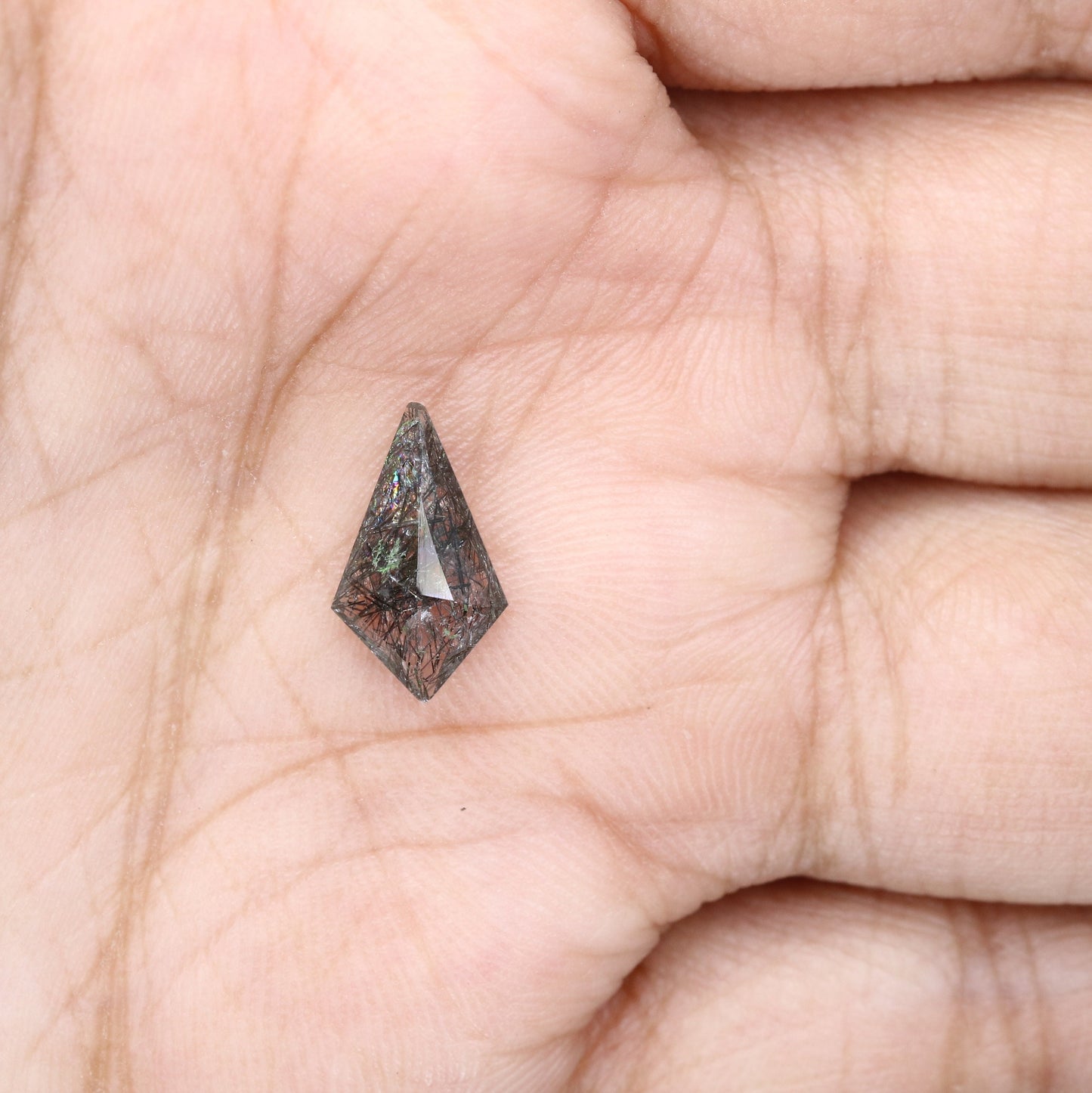 1.29 CT Gorgeous Black Rutile Kite Shaped Gemstone for Wedding Jewelry - Perfect Gift for Her with Gold Ring and Diamonds