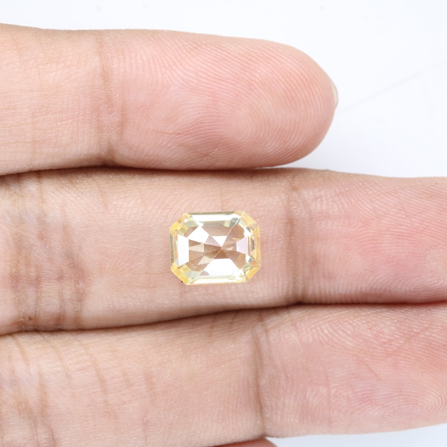 4.26 CT Citrine Emerald Shape Sapphire for Weddings and Multiple Occasions Perfect Proposal Ring and Gift for Her with Gold Ring and Diamond