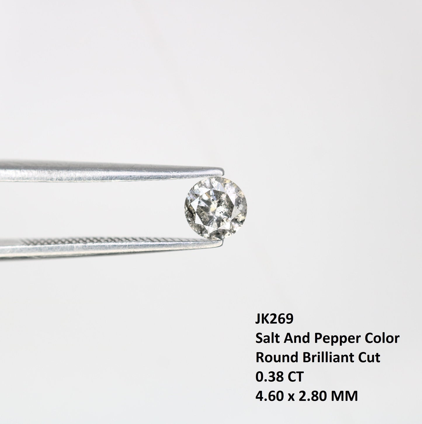 0.38 CT Loose Rustic Salt and Pepper Brilliant Cut Diamond | Ideal for Wedding Ring or Halo Set | Statement Jewelry | Gold Ring Diamonds