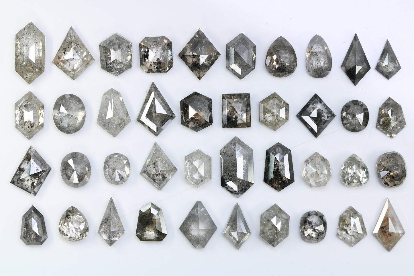 Loose Salt and Pepper Diamonds | Mixed Shape Natural Black and Gray Diamonds | Unique Gemstones for Jewelry Gifts