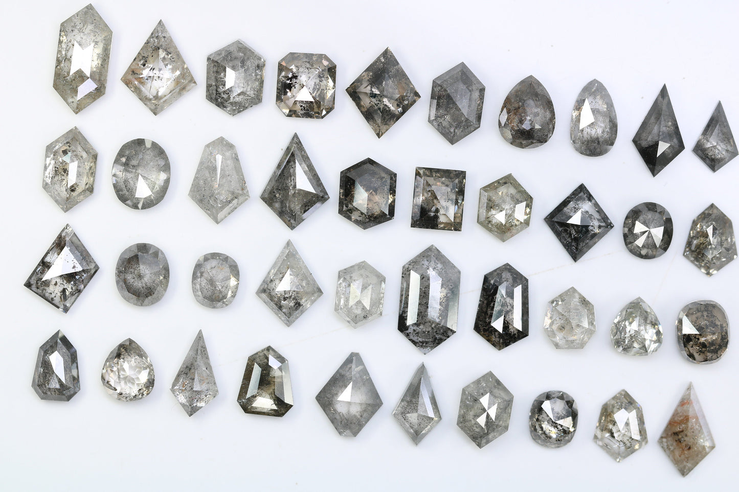 Loose Salt and Pepper Diamonds | Mixed Shape Natural Black and Gray Diamonds | Unique Gemstones for Jewelry Gifts