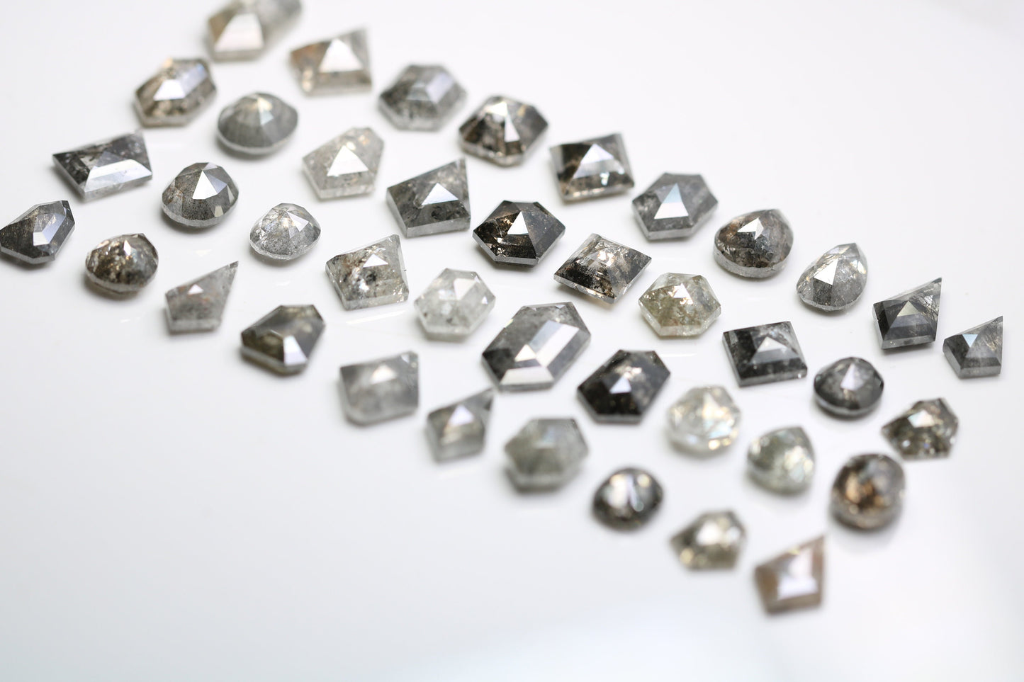 Loose Salt and Pepper Diamonds | Mixed Shape Natural Black and Gray Diamonds | Unique Gemstones for Jewelry Gifts