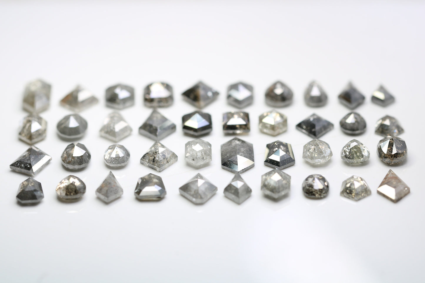 Loose Salt and Pepper Diamonds | Mixed Shape Natural Black and Gray Diamonds | Unique Gemstones for Jewelry Gifts