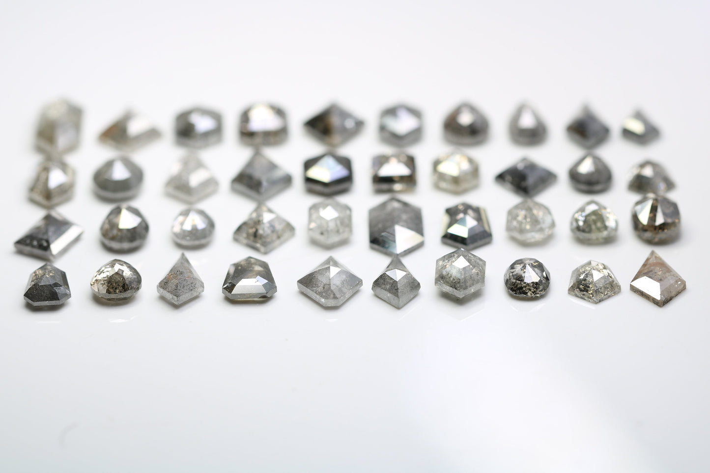 Loose Salt and Pepper Diamonds | Mixed Shape Natural Black and Gray Diamonds | Unique Gemstones for Jewelry Gifts