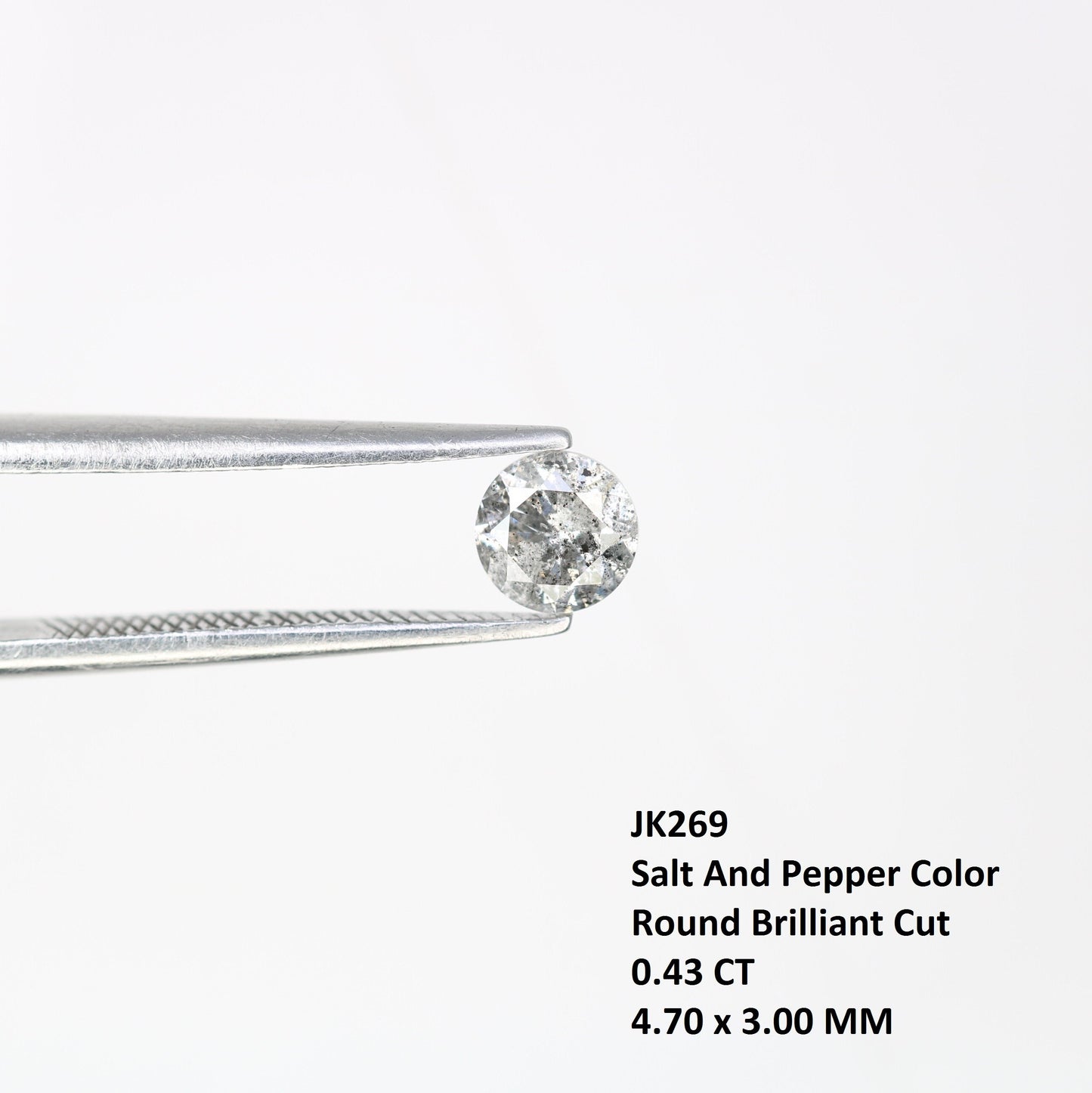 0.43 CT Loose Salt and Pepper Diamond | Brilliant Cut Natural Stone for Engagement Rings | Unique Wedding or Birthday Gift