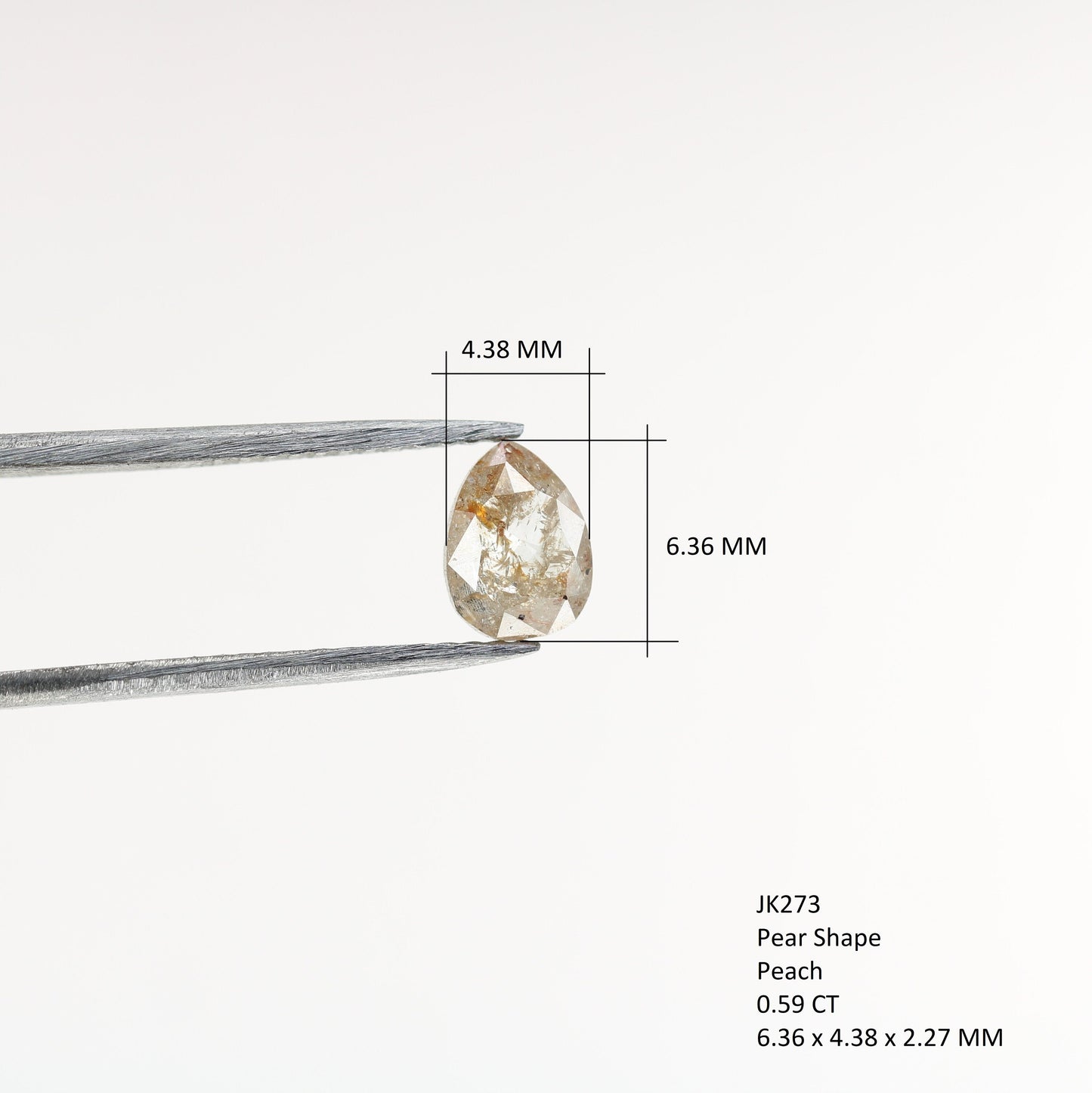 0.59 CT Rustic Peach Colour Pear Shape Diamond For Ring, For Pendant, Customized Jewlery MakingFor Gold Ring Diamonds