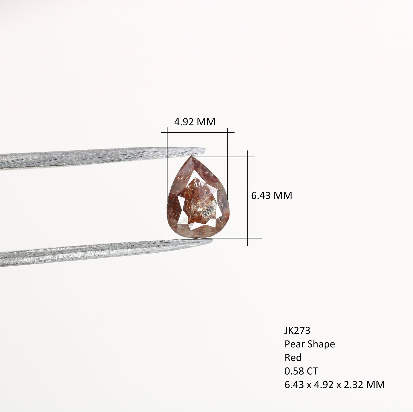 0.58 CT Pear Shape Natural Red Colour Rustic Diamond For Proposal Ring, Wedding Presence, Classy Red Diamond RingFor Gold Ring Diamonds