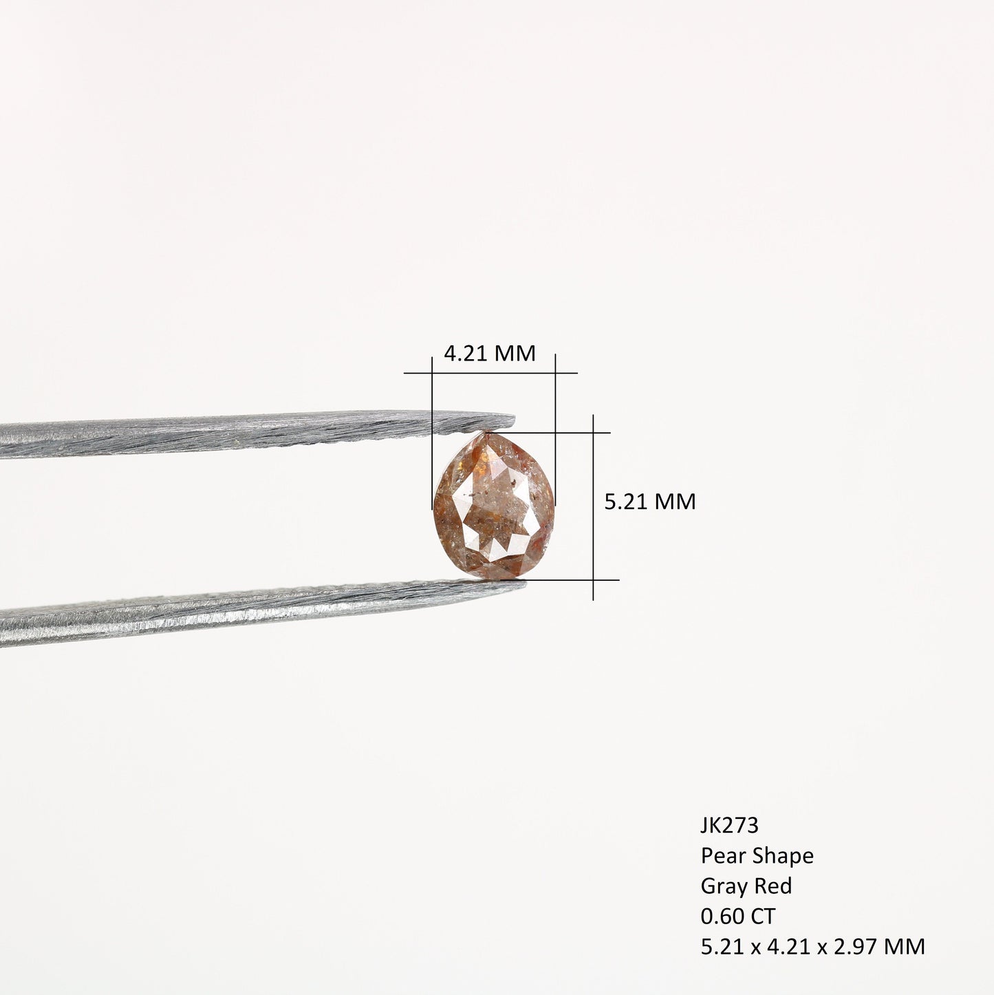 0.6 CT Beautiful Pear Shape Grey Red Colour Rustic Diamond For Multiple Ocassion And WeddingFor Gold Ring Diamonds