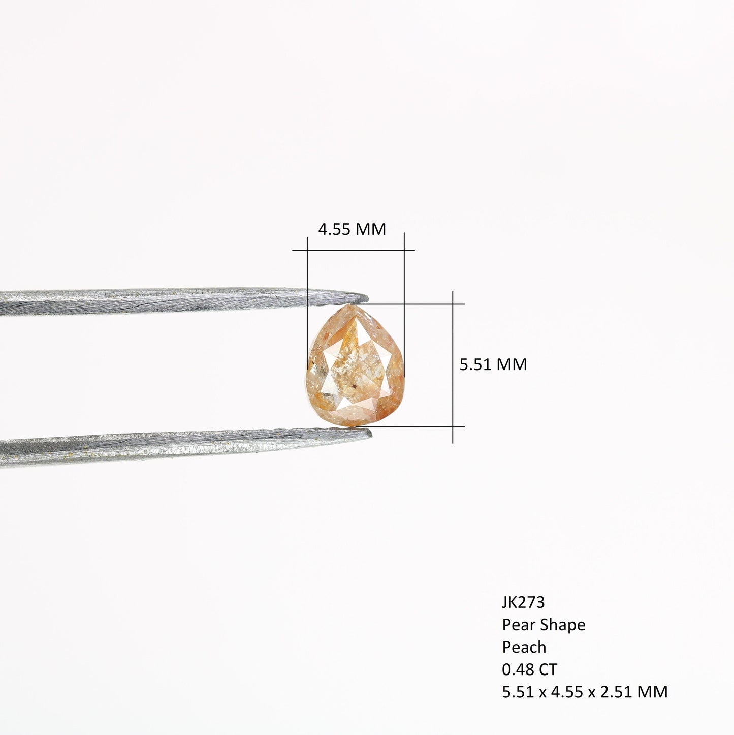 0.48 CT Natural Peach Colour Rustic Pear shape Diamond For Wedding Ring, Proposal Ring, Customized Jewlery MakingFor Gold Ring Diamonds