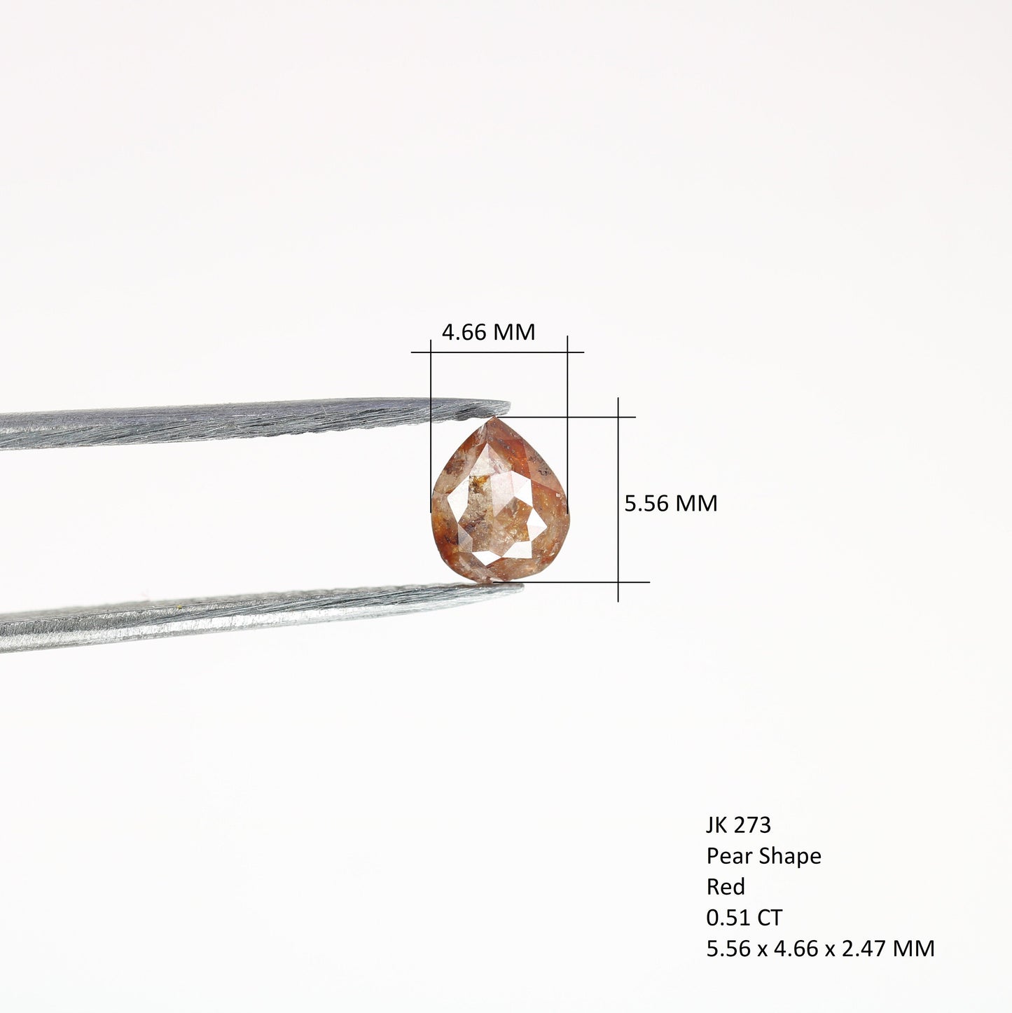 0.51 CT Red Colour Rustic Pear Shape Natural Diamond For Wedding Jewlery, Diamond Pendant, Gift For HerFor Gold Ring Diamonds