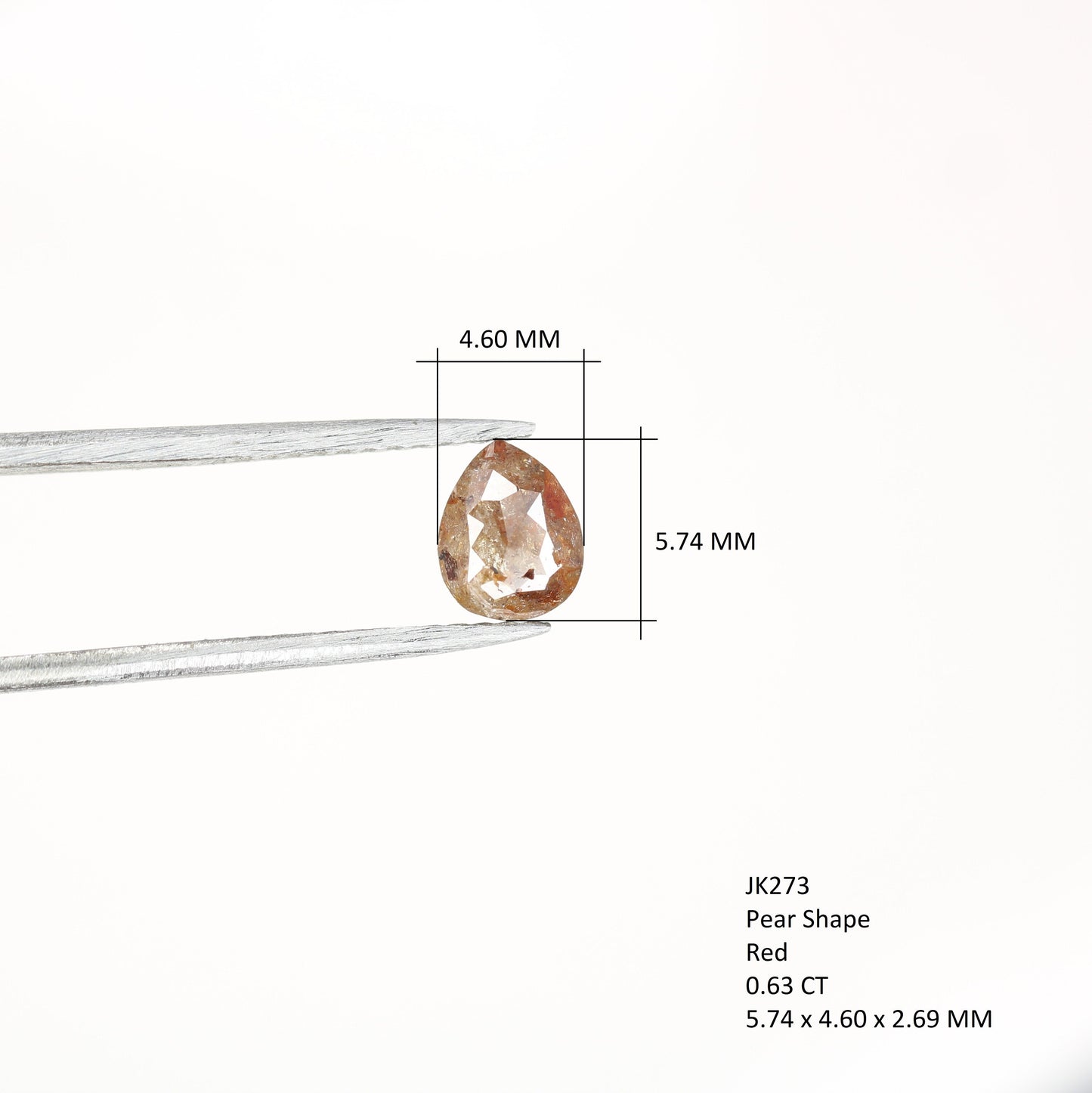 0.63 CT Red Colour Pear Shape Rustic Diamond For Engagement Ring | Classy Red Colour | Pear RingFor Gold Ring Diamonds