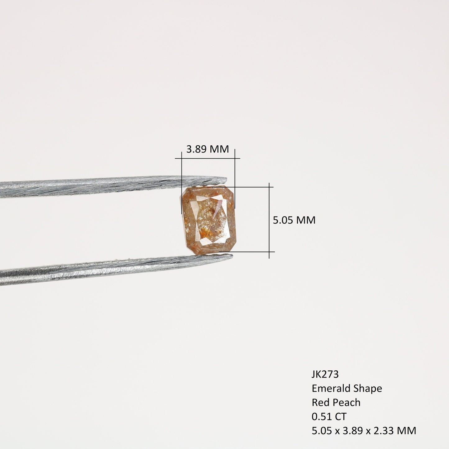 0.51 CT Red Emerald Cut Loose Salt & Pepper Diamond - Perfect for Wedding Rings - Labor Day Sale