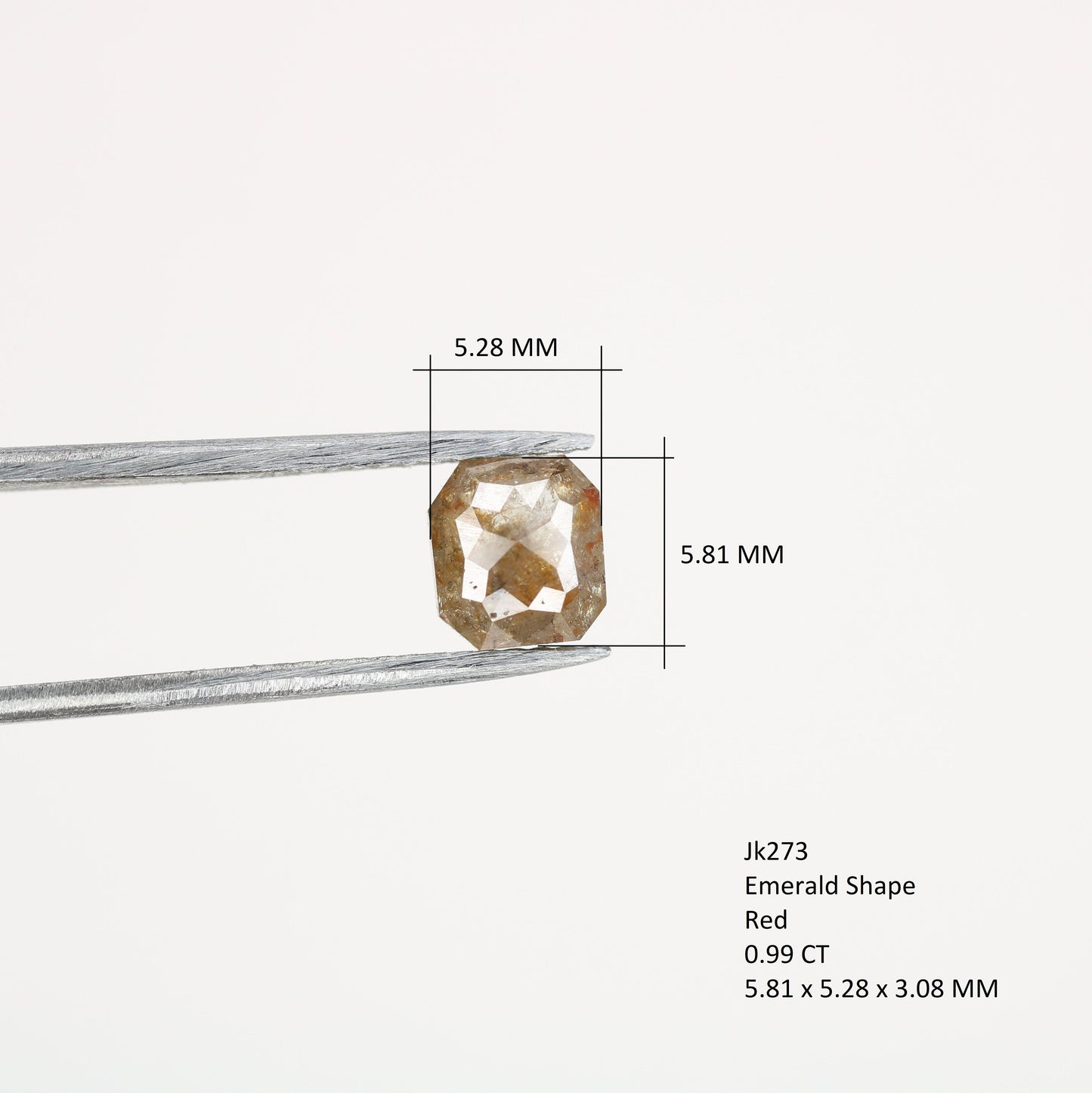 0.99 CT Red Emerald Cut Loose Salt & Pepper Diamond - Ideal for Wedding Rings - Labor Day Sale