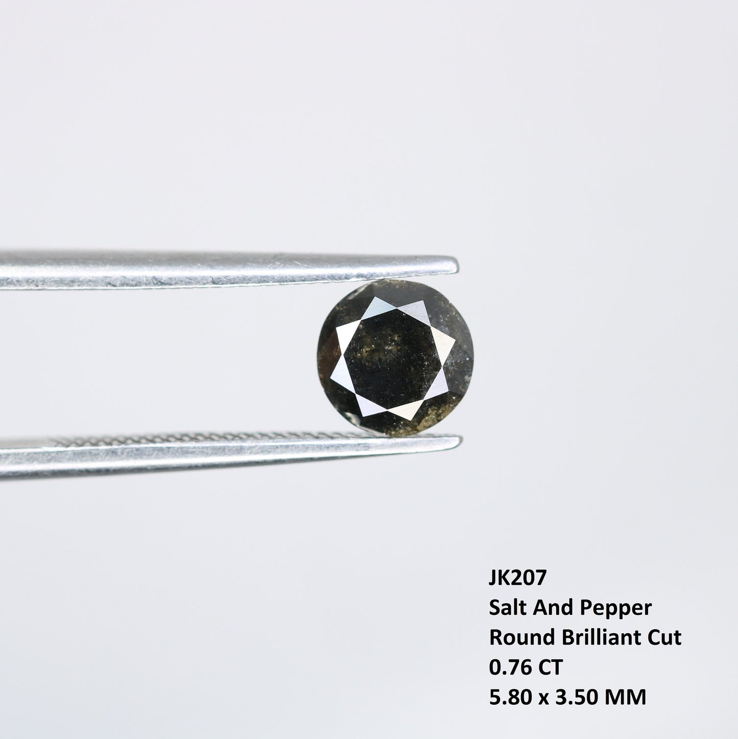 0.76 CT Round Brilliant Cut Salt and Pepper Black Diamond | Loose Natural Diamond for Earrings, Pendants, Necklaces | Wholesale Pricing