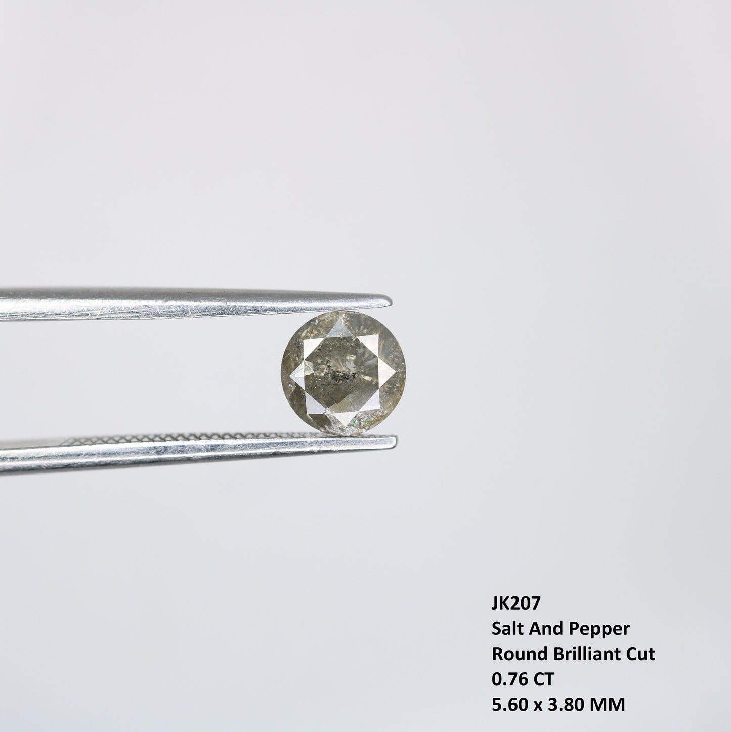 0.76 CT Round Rose Cut Salt and Pepper Galaxy Diamond | 5.6mm Natural Loose Diamond for Ring, Necklace, and Pendant Jewelry Making