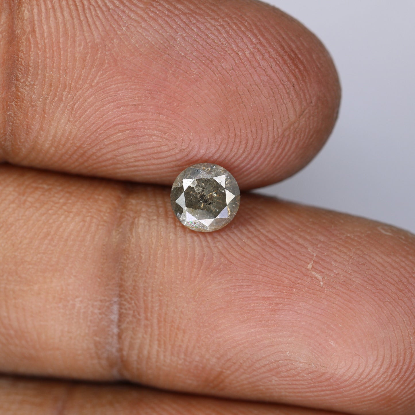 0.76 CT Round Rose Cut Salt and Pepper Galaxy Diamond | 5.6mm Natural Loose Diamond for Ring, Necklace, and Pendant Jewelry Making