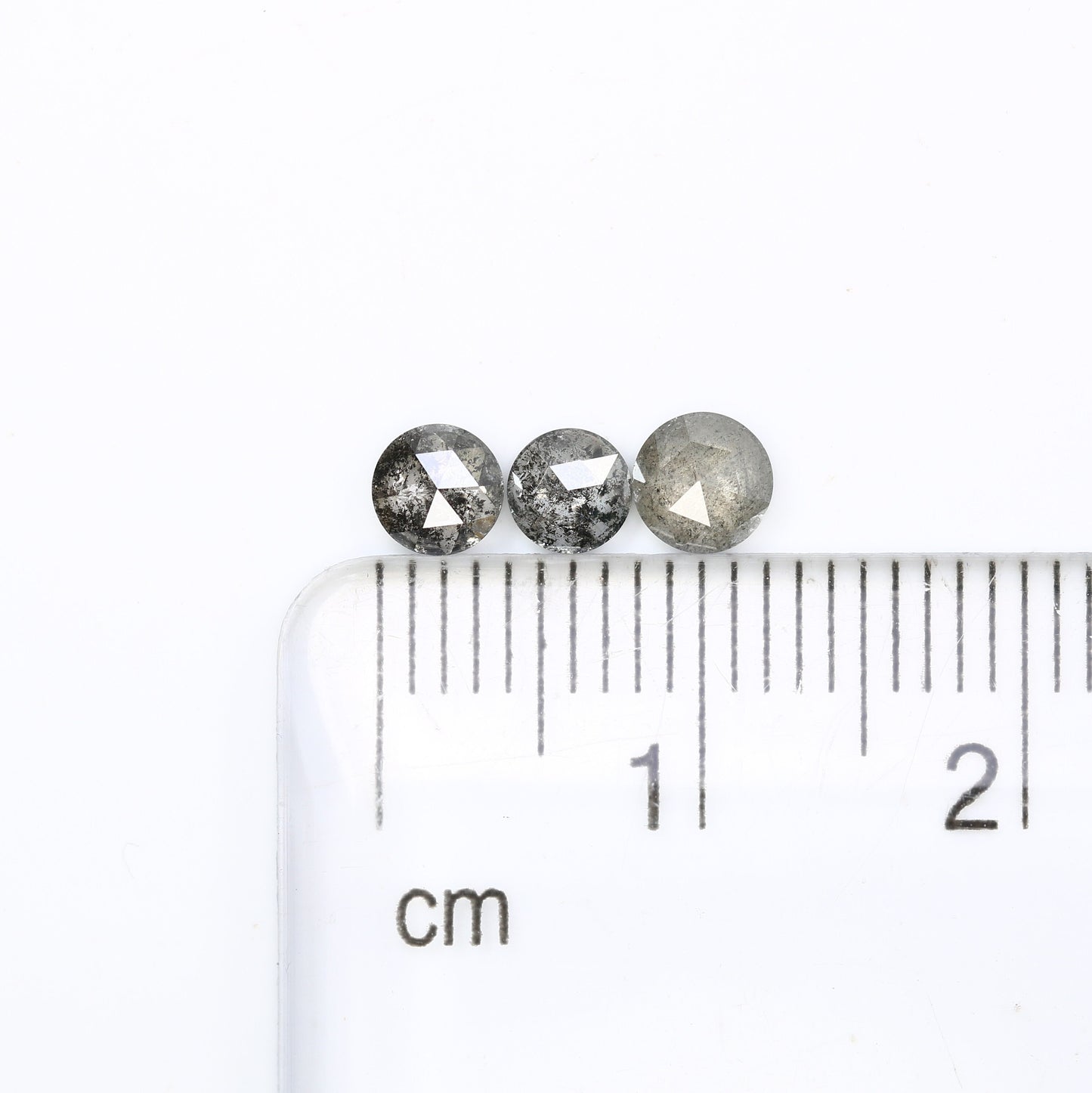 3 Pcs Loose Rose Cut Round Salt and Pepper Real Diamond For Three Stone Ring ll Gift For Wife ll Gift For Girlfriend ll Gift For Daughter
