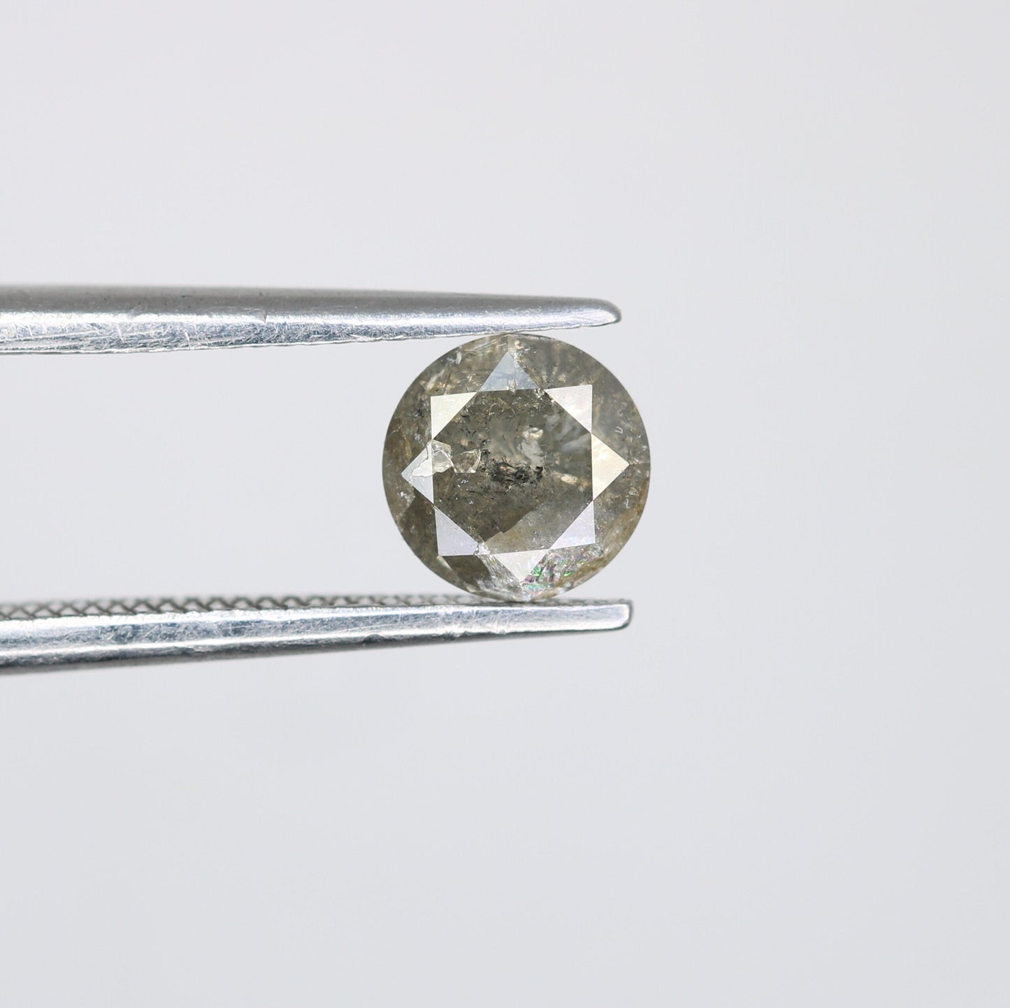0.76 CT Round Rose Cut Salt and Pepper Galaxy Diamond | 5.6mm Natural Loose Diamond for Ring, Necklace, and Pendant Jewelry Making