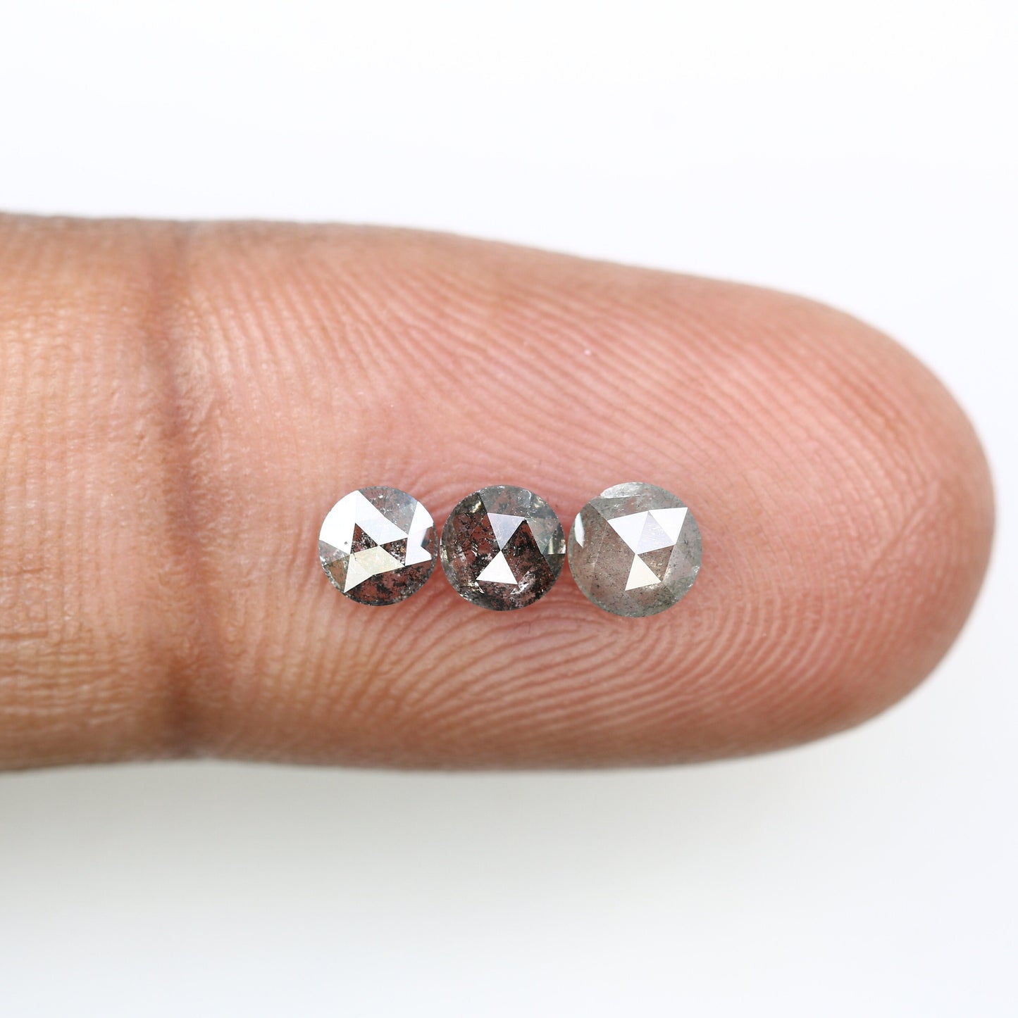 3 Pcs Loose Rose Cut Round Salt and Pepper Real Diamond For Three Stone Ring ll Gift For Wife ll Gift For Girlfriend ll Gift For Daughter