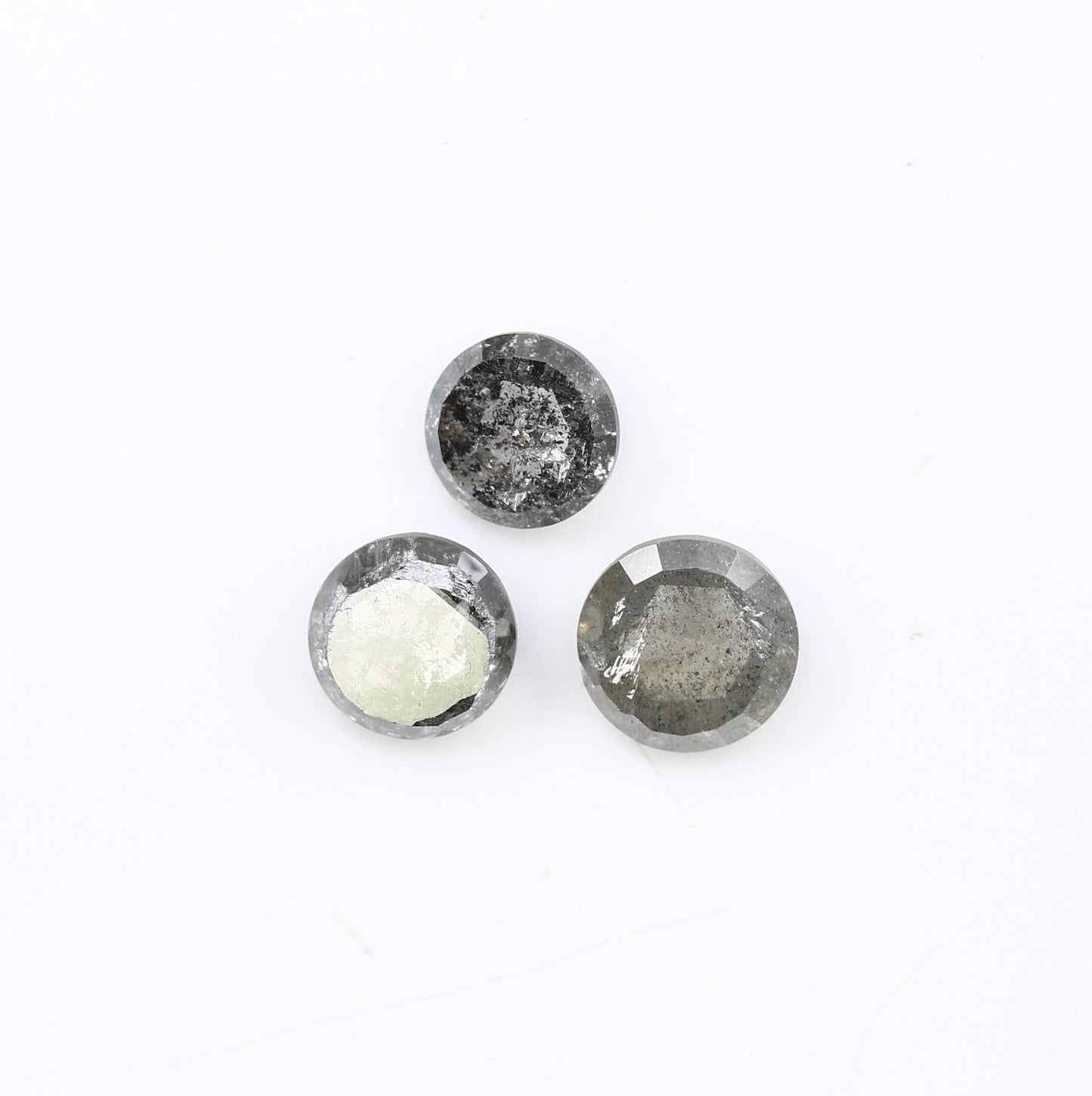 3 Pcs Loose Rose Cut Round Salt and Pepper Real Diamond For Three Stone Ring ll Gift For Wife ll Gift For Girlfriend ll Gift For Daughter