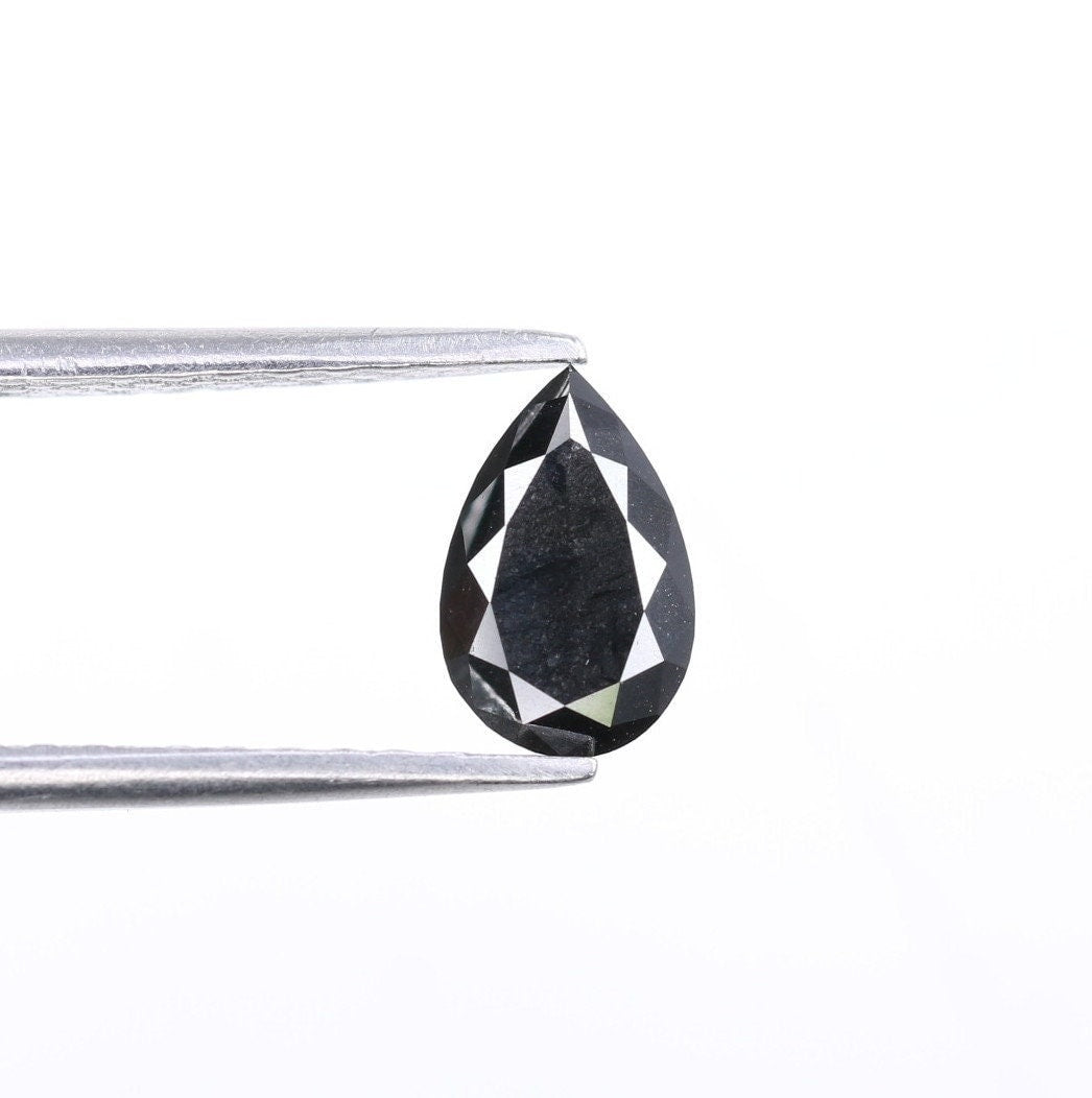 0.90 CT Treated Black Pear Diamond for Engagement Ring | Customizable Jewelry | Elegant Black Diamond Ring