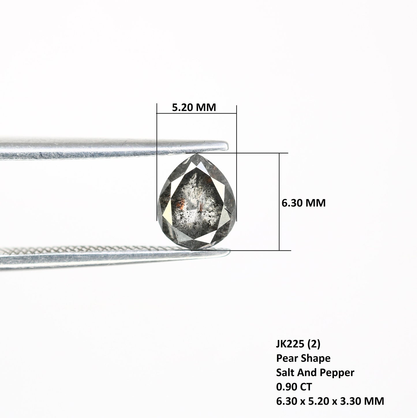 Pear Salt And Pepper Diamond For Engagement Ring 0.90 CT 6.3 x 5.2 mmFor Gold Ring Diamonds