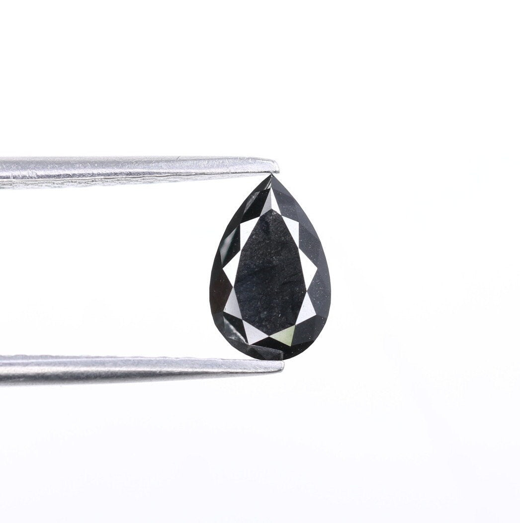0.90 CT Treated Black Pear Diamond for Engagement Ring | Customizable Jewelry | Elegant Black Diamond Ring